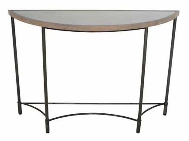 Mango Wood Half Moon Table with Metal Base