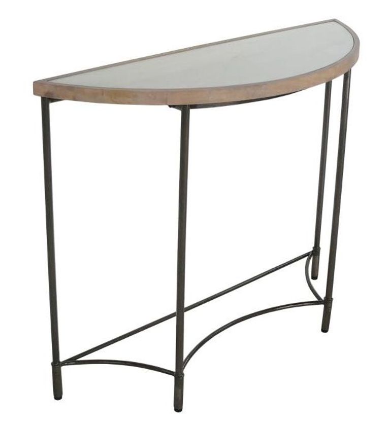 Mango Wood Half Moon Table with Metal Base