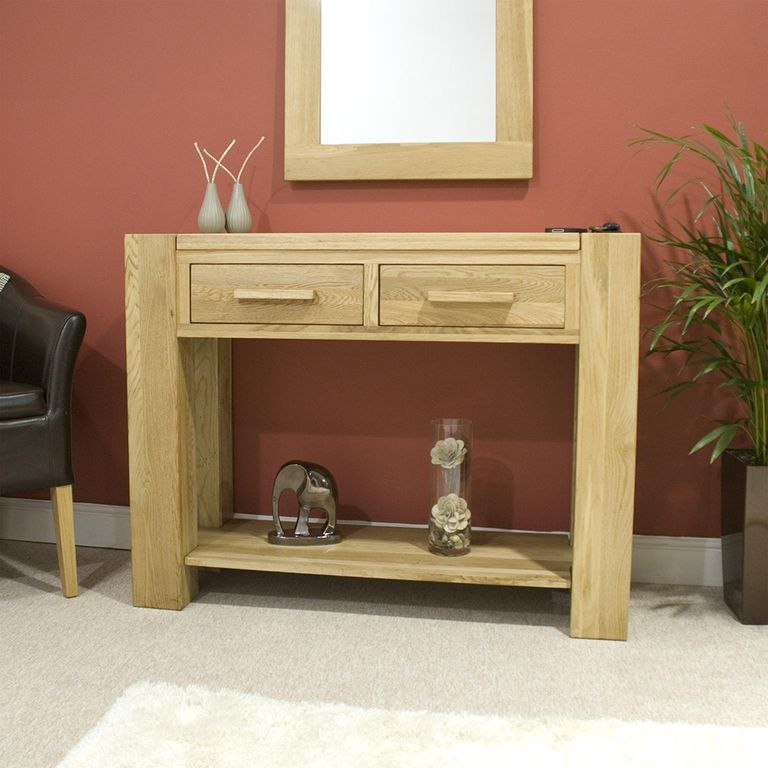 Trend Console Table - 2 Drawer - Oak