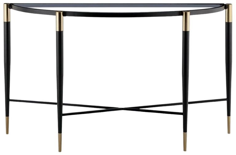 Harlinne Console Table - Clear Glass and Black - Half Moon