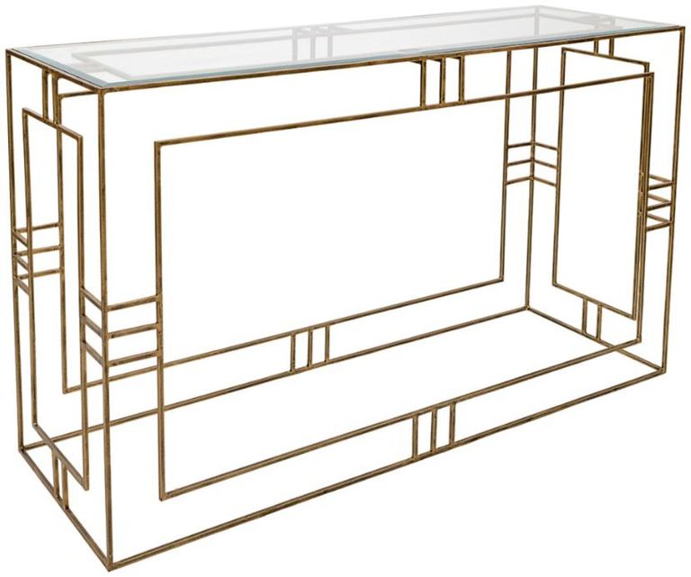 Laurant Console Table - Antique Gold and Glass