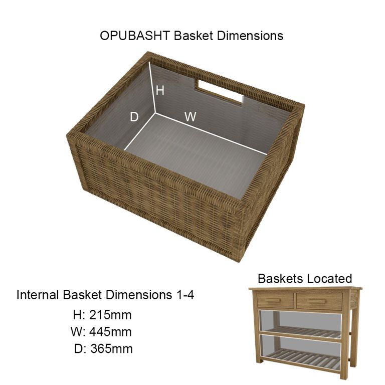 Opus Console Table with Baskets - 2 Drawer - Oak