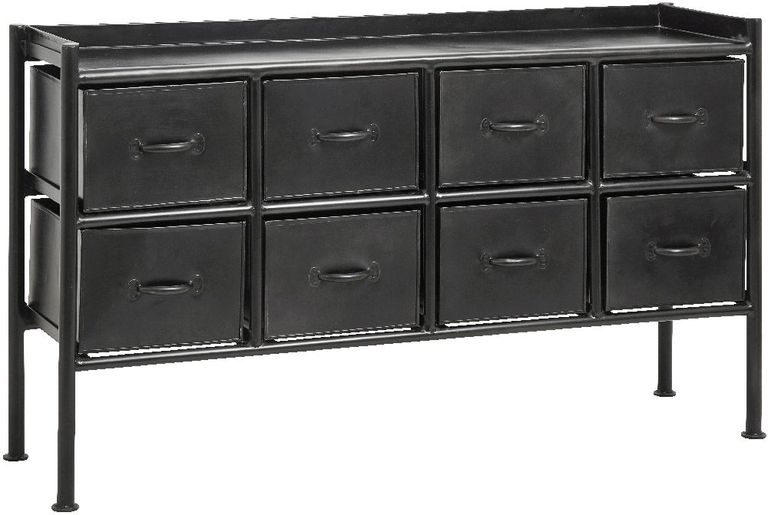 Portland Black 8 Drawer Console Table