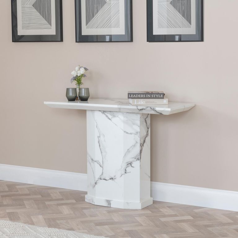 Naples White Marble Console Table
