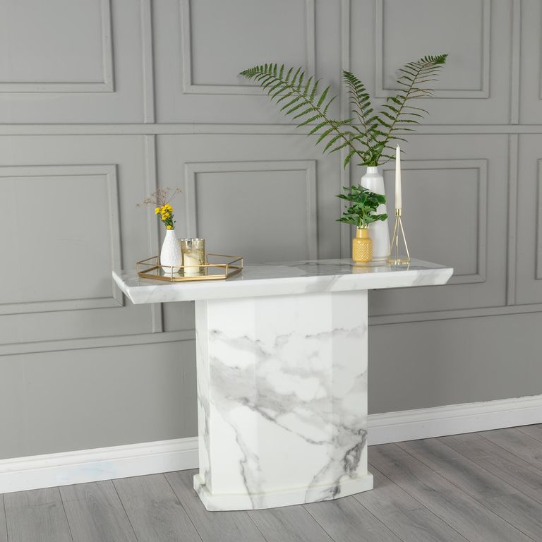 Naples White Marble Console Table