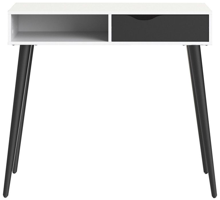 Oslo White and Black 1 Drawer Console Table