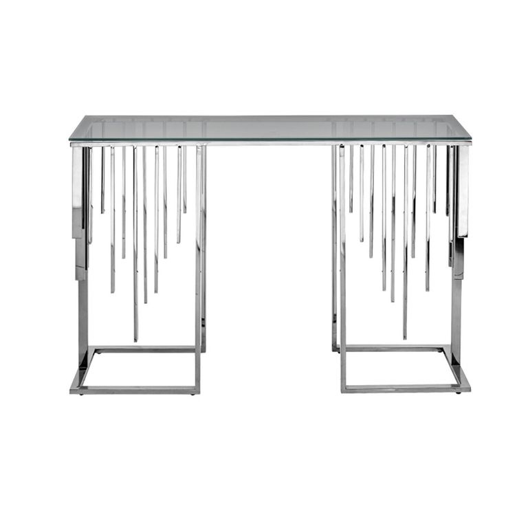 Owen Console Table - Smoke Glass and Chrome