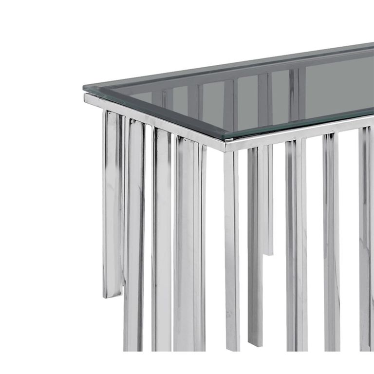 Owen Console Table - Smoke Glass and Chrome