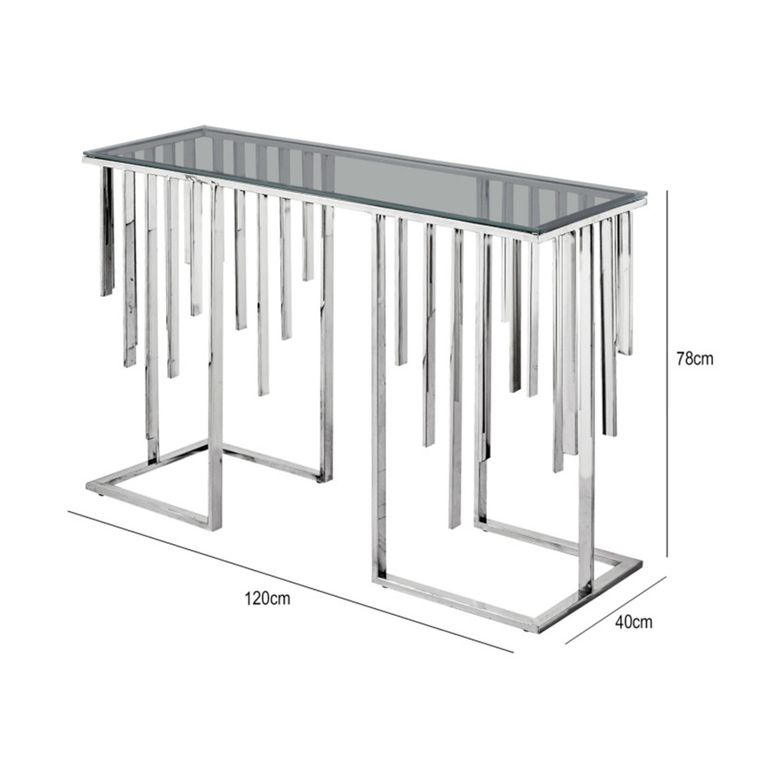Owen Console Table - Smoke Glass and Chrome