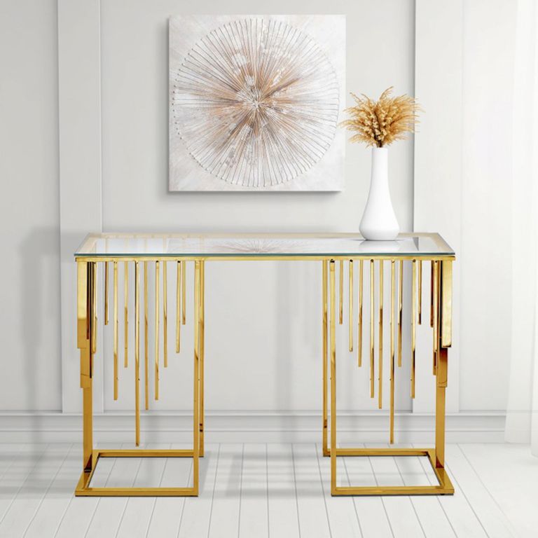 Owen Console Table - Tempered Glass and Gold