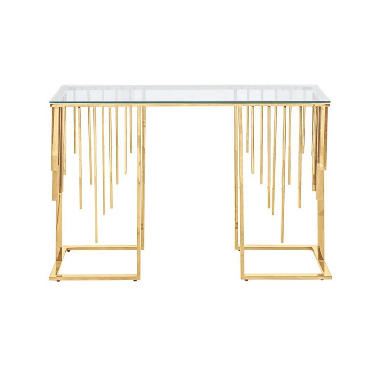 Owen Console Table - Tempered Glass and Gold