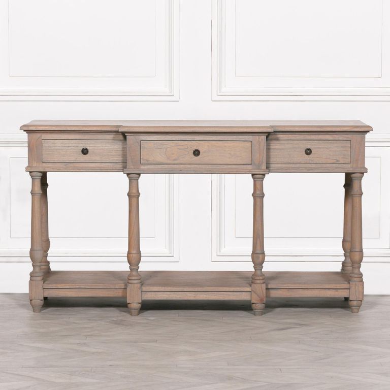 Rustic Breakfront Console Table - 3 Drawer