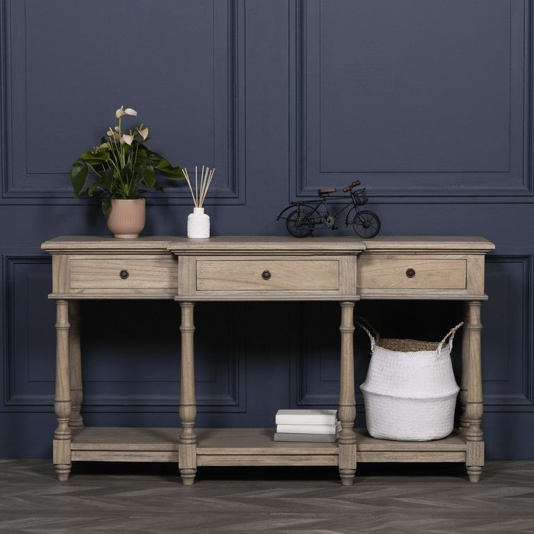 Rustic Breakfront Console Table - 3 Drawer