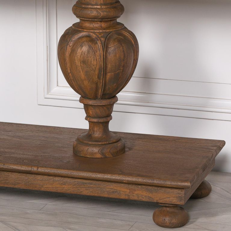 Rustic French Style Column Console Table - Carved