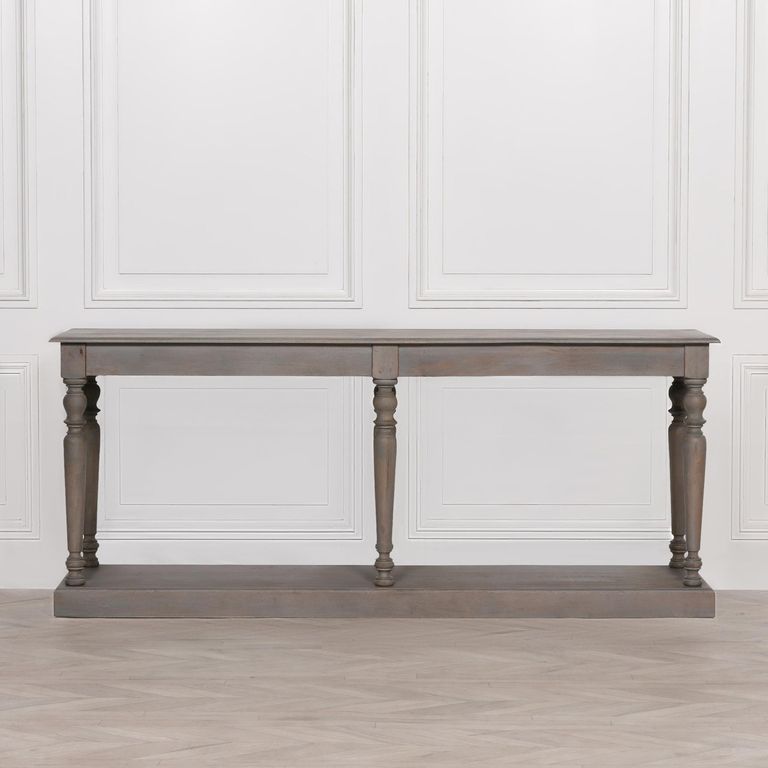 Rustic Mango Wood Column Console Table - Large