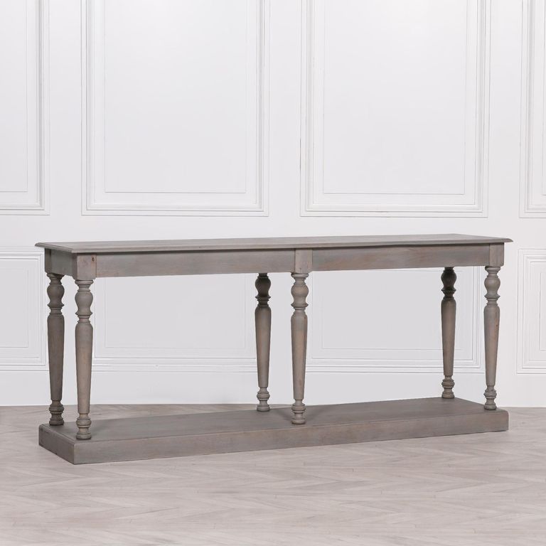 Rustic Mango Wood Column Console Table - Large