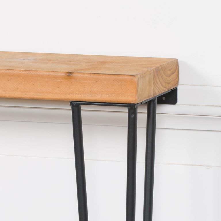 Rustic Pine Wood Console Table - Hairpin Legs