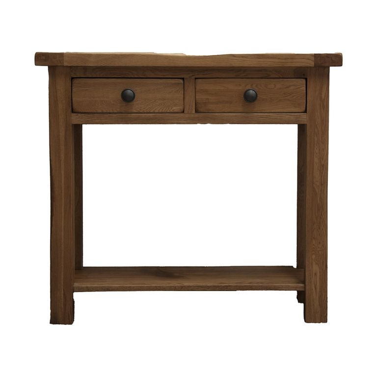 Rustic Oak Console Table - 2 Drawer - Oak