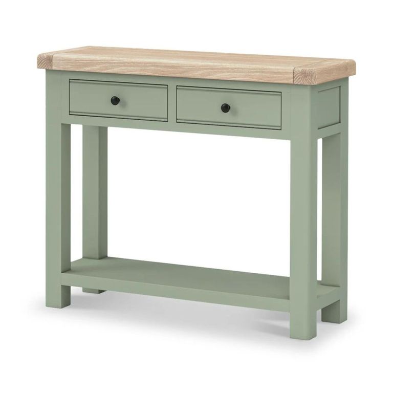 Salcombe Console Table - 2 Drawer - Sage Oak