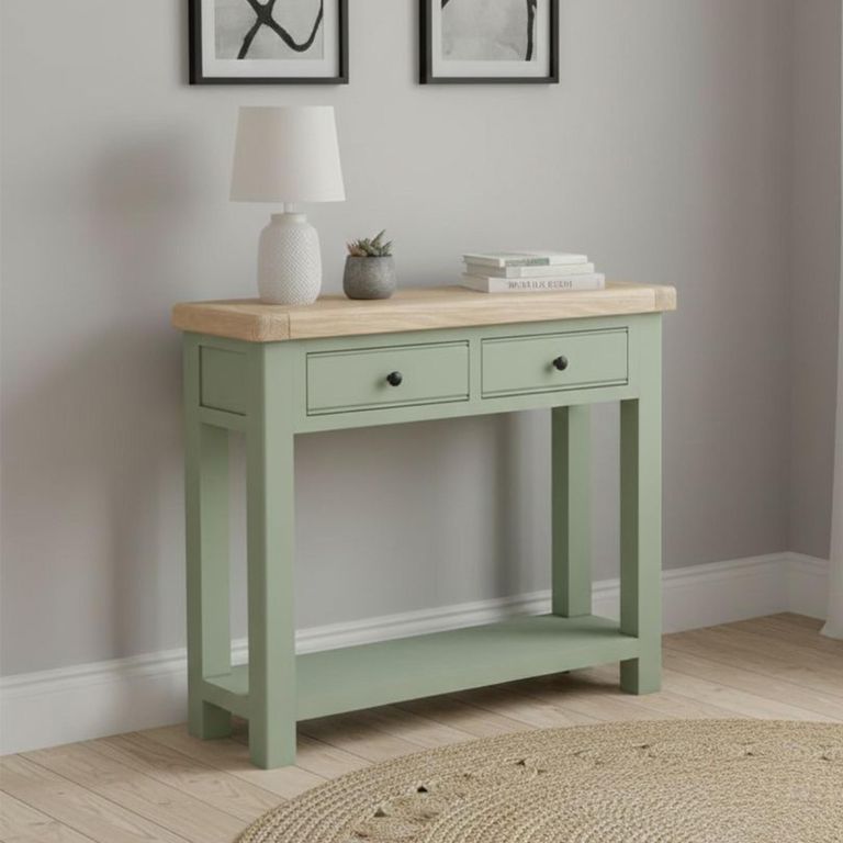 Salcombe Console Table - 2 Drawer - Sage Oak
