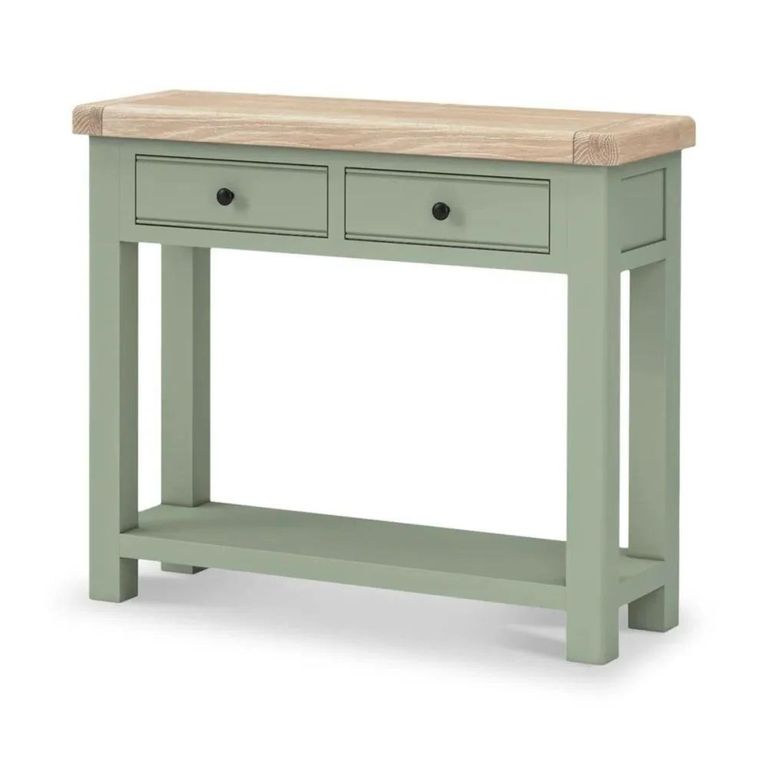 Salcombe Console Table - 2 Drawer - Sage Oak