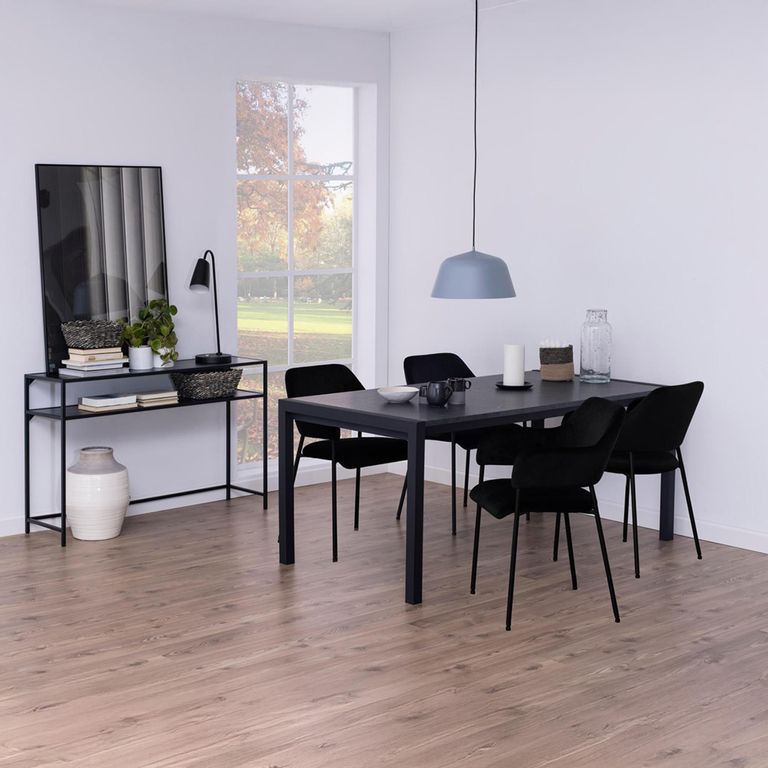 Seaford Console Table - Black Melamine and Metal