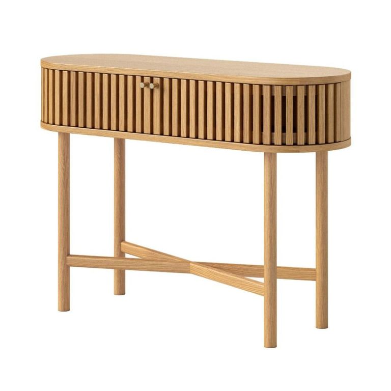 Soho Console Table - 2 Door - Slatted Oval - Oak