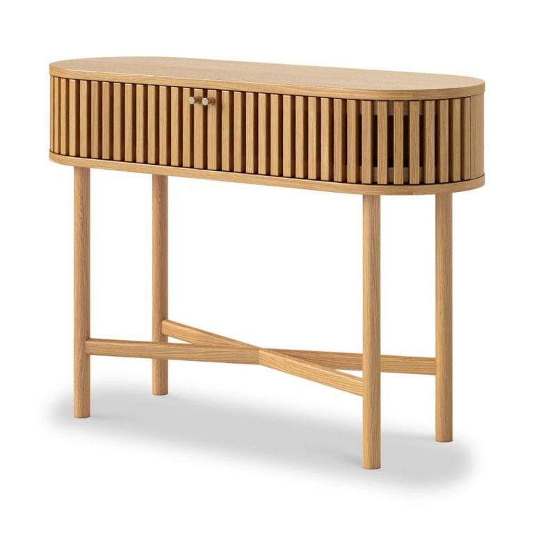 Soho Console Table - 2 Door - Slatted Oval - Oak