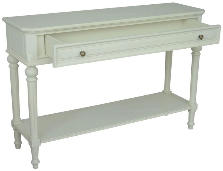 Solana French Lime White 1 Drawer Large Console Table