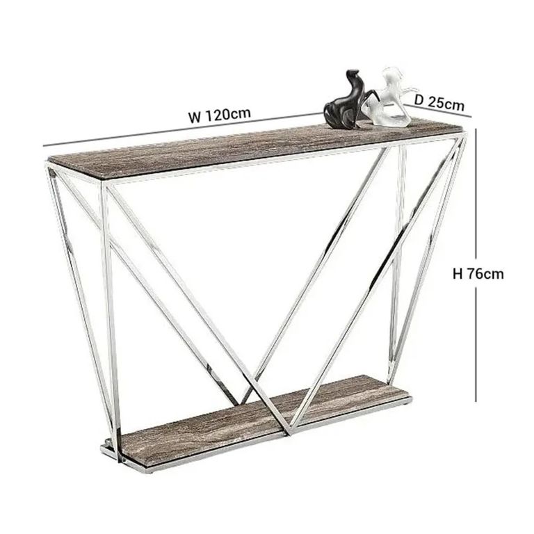 Spyder Console Table - Marble and Clear Glass - Variation Available