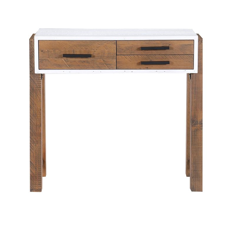 Trinity Reclaimed Wood & White Console Table - 3 Drawer