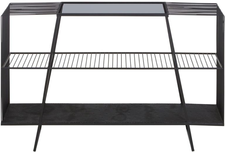 Trento Console Table - Glass Wired with Black Metal Base