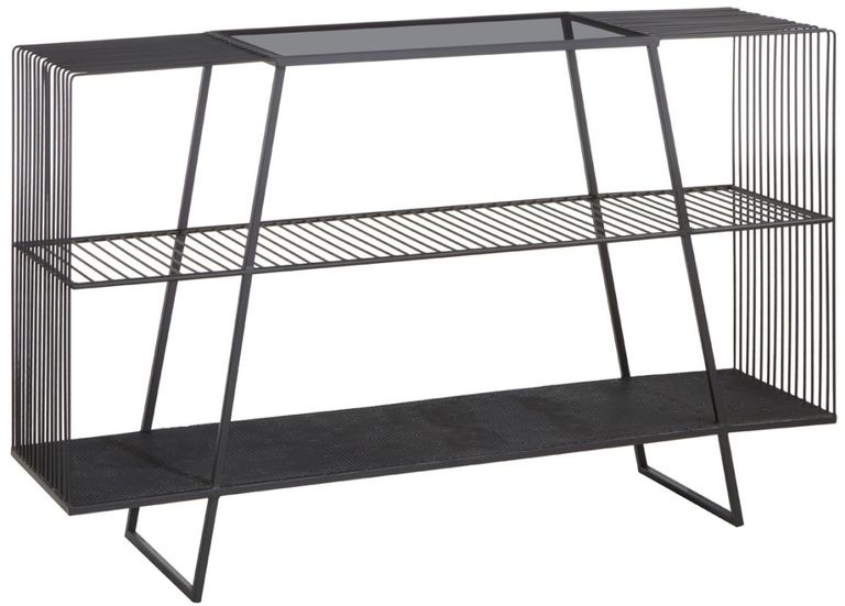 Trento Console Table - Glass Wired with Black Metal Base