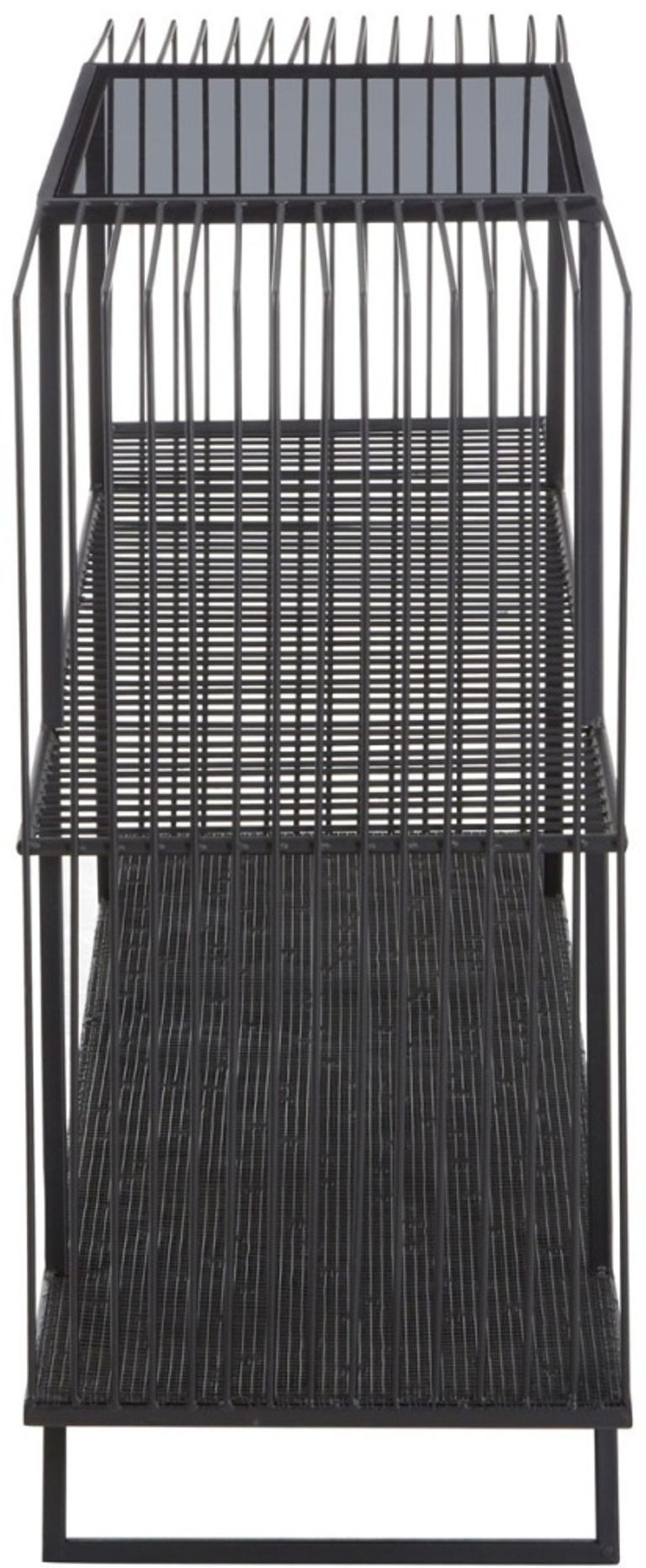 Trento Console Table - Glass Wired with Black Metal Base