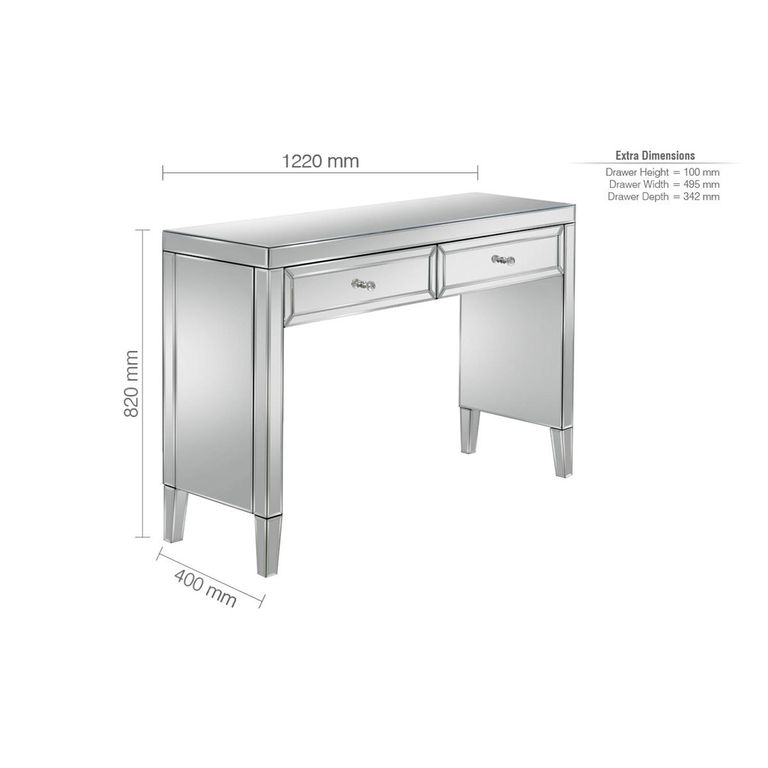 Valencia Console Table - 2 Drawer - Mirrored