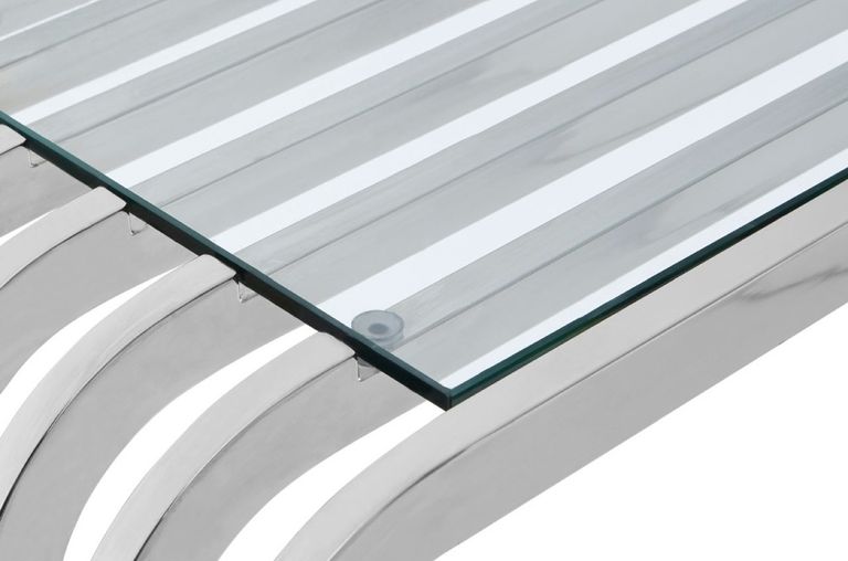 Vogue Console Table - Glass and Chrome - Slatted Curved