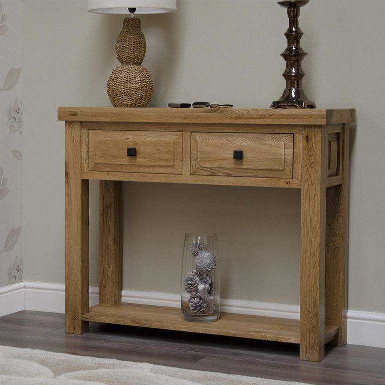 Deluxe Hall Table - 2 Drawer - Oak