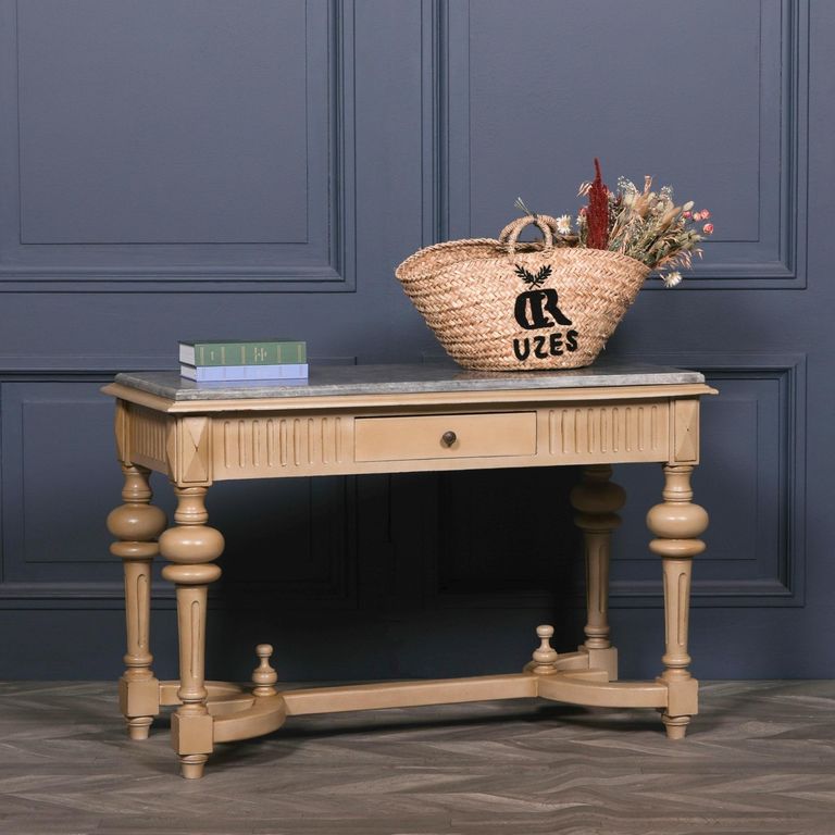 Console Table - Wood - Stone Top - 1 Drawer