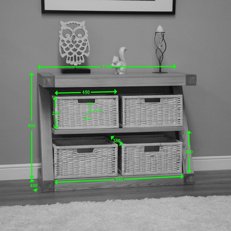 Z Designer Console Table - Basket - Oak