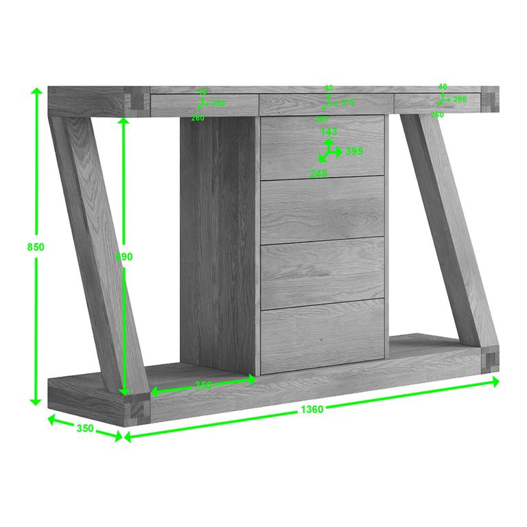 Z Designer Console Table - Oak