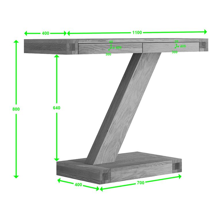 Z Designer Console Table - Large - Oak