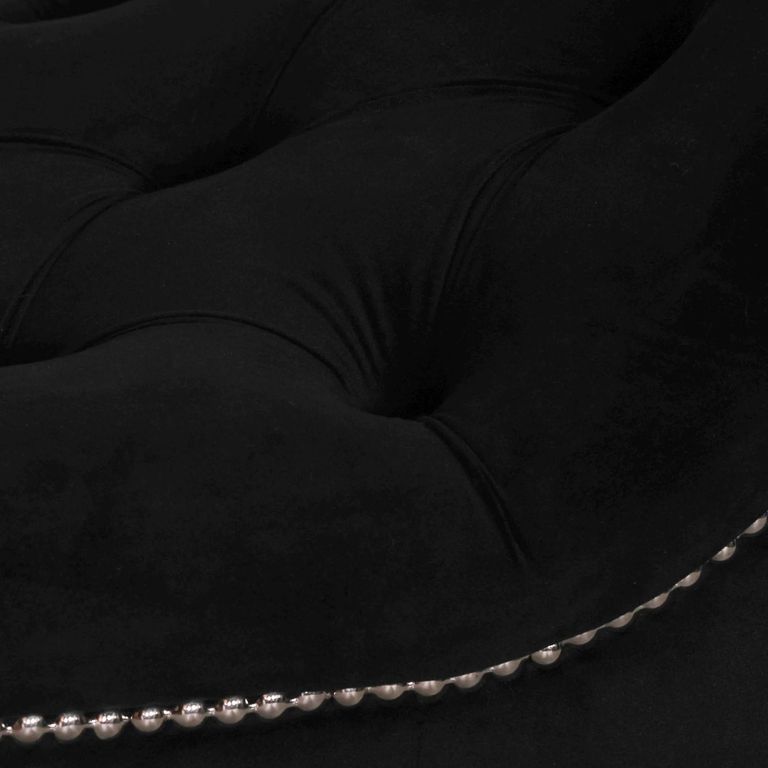 Hall Bench - Black Velvet Fabric