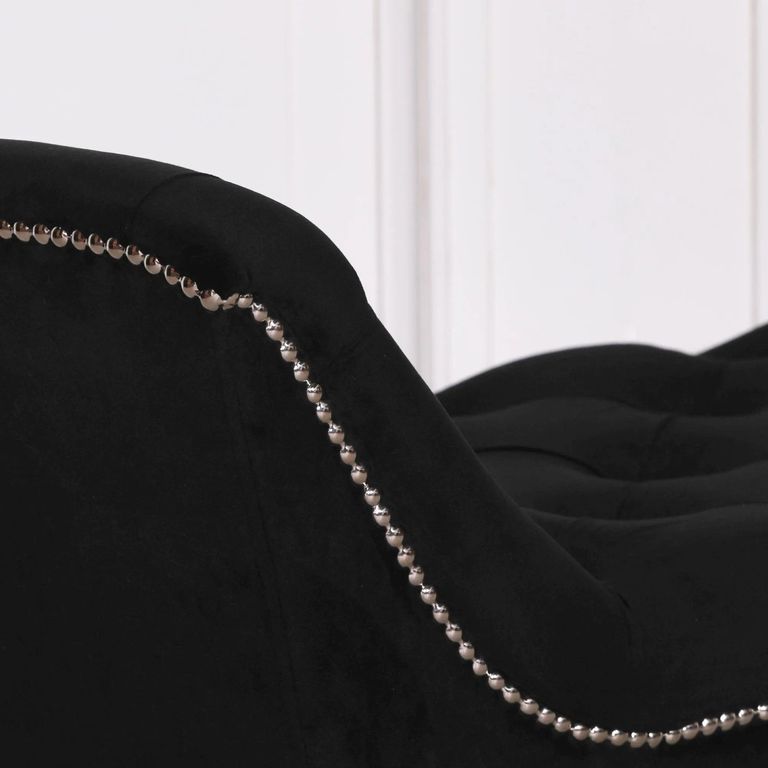 Hall Bench - Black Velvet Fabric