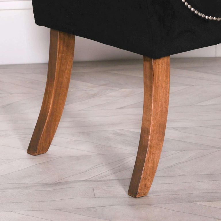 Hall Bench - Black Velvet Fabric