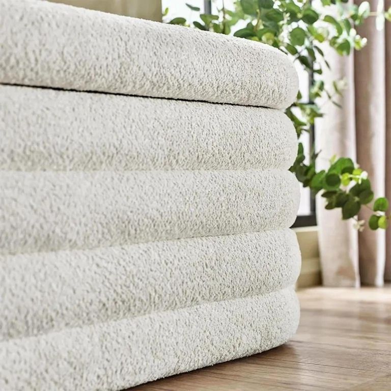 Hailey Ivory Boucle Oval Storage Hall Bench