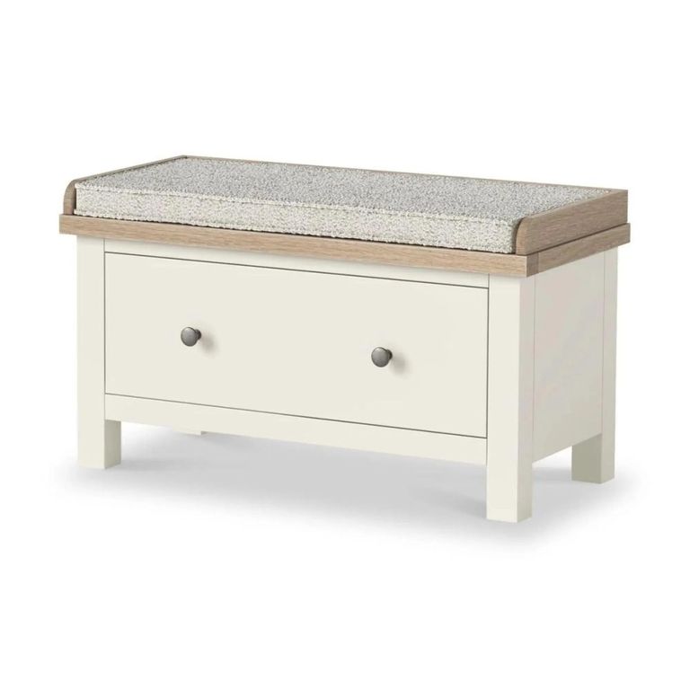 Modern Hallway Bench - 1 Drawer - White Painted