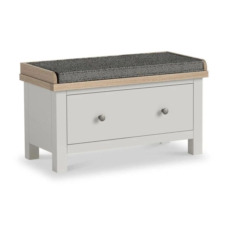 Modern Hallway Bench - 1 Drawer - Grey Painted
