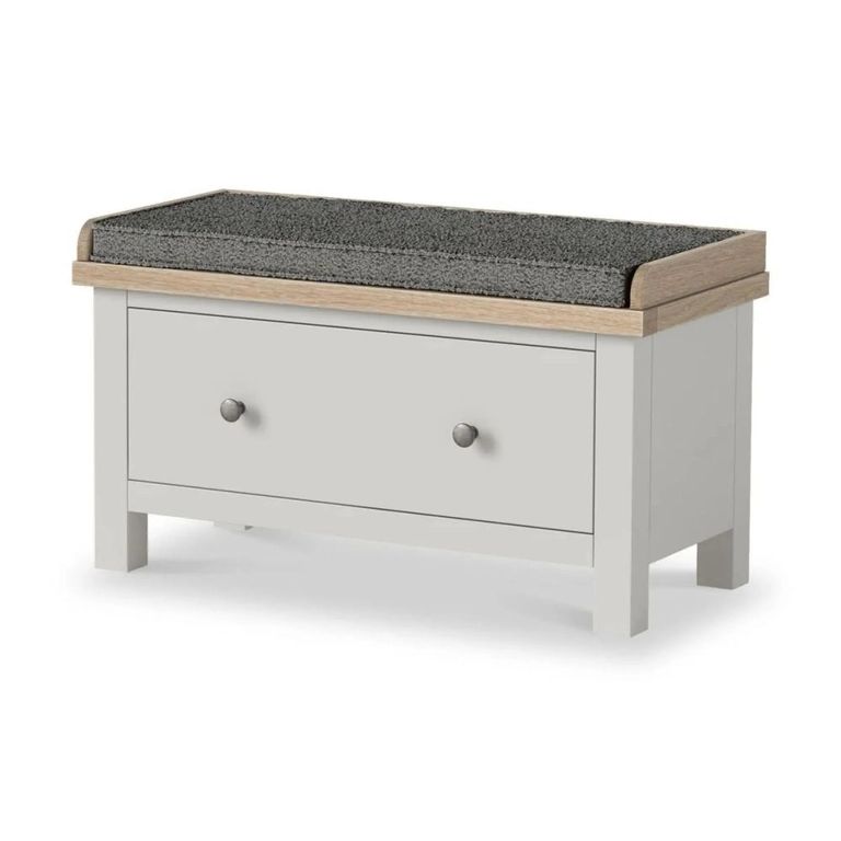 Modern Hallway Bench - 1 Drawer - Grey Painted