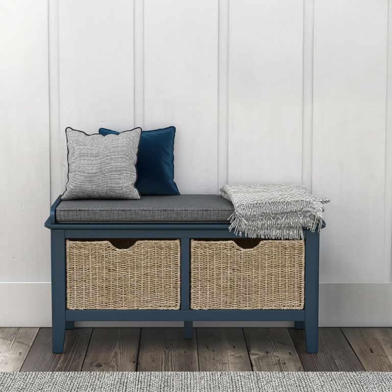Harrogate Storage Bench - with Baskets - Blue