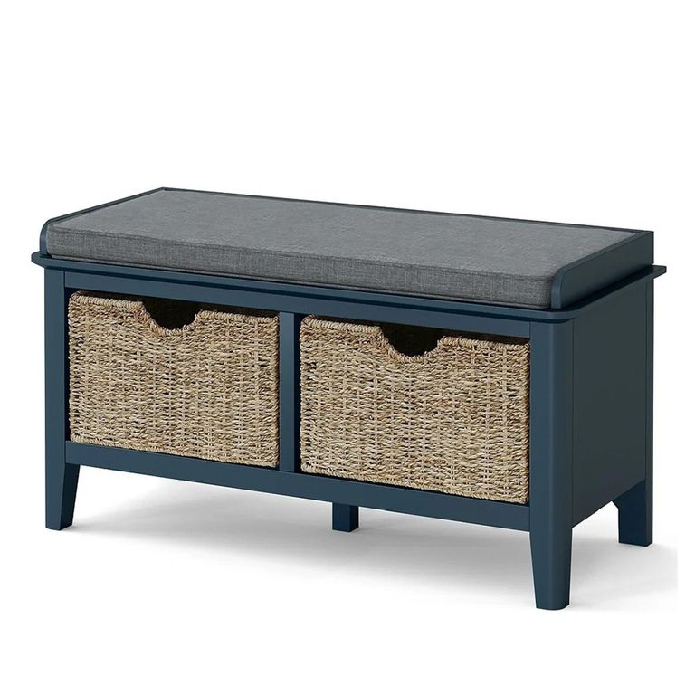 Harrogate Storage Bench - with Baskets - Blue